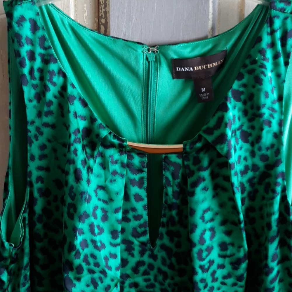 NWT Dana Buchman Dress Green and Black Leopard - Picture 2 of 7